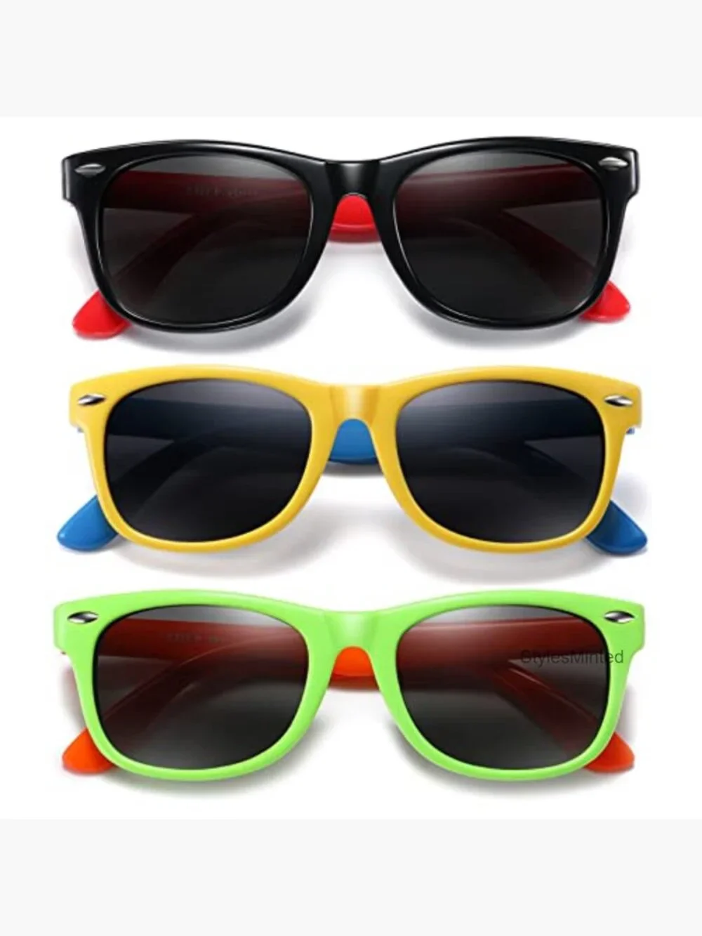 3 Pack Polarized Sunglasses for Kids Flexible Rubber Frame UV Protection Ages